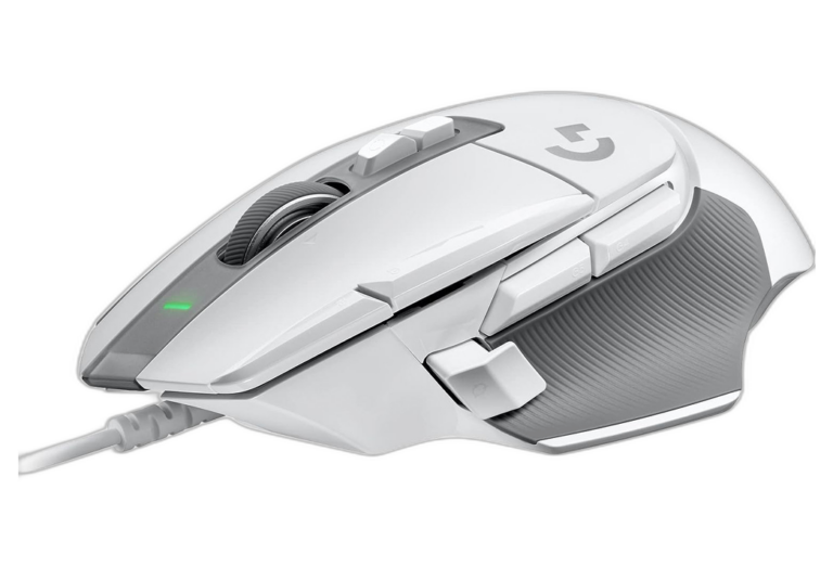 A product shot of the Logitech G502 X Wired Gaming Mouse in white.