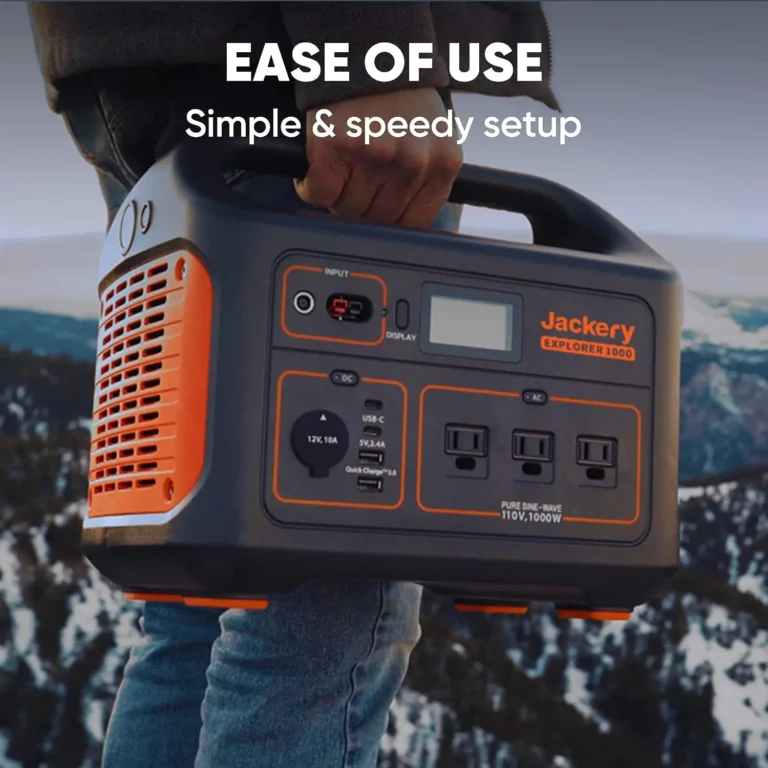 A lifestyle image of a man holding the Jackery Explorer 1000 portable power station